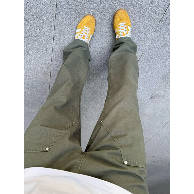 

Military een Straight Leg Men's Jeans Spring Autumn American Retro Sle Boys Pants Rivet Wooutter Workwear Trousers