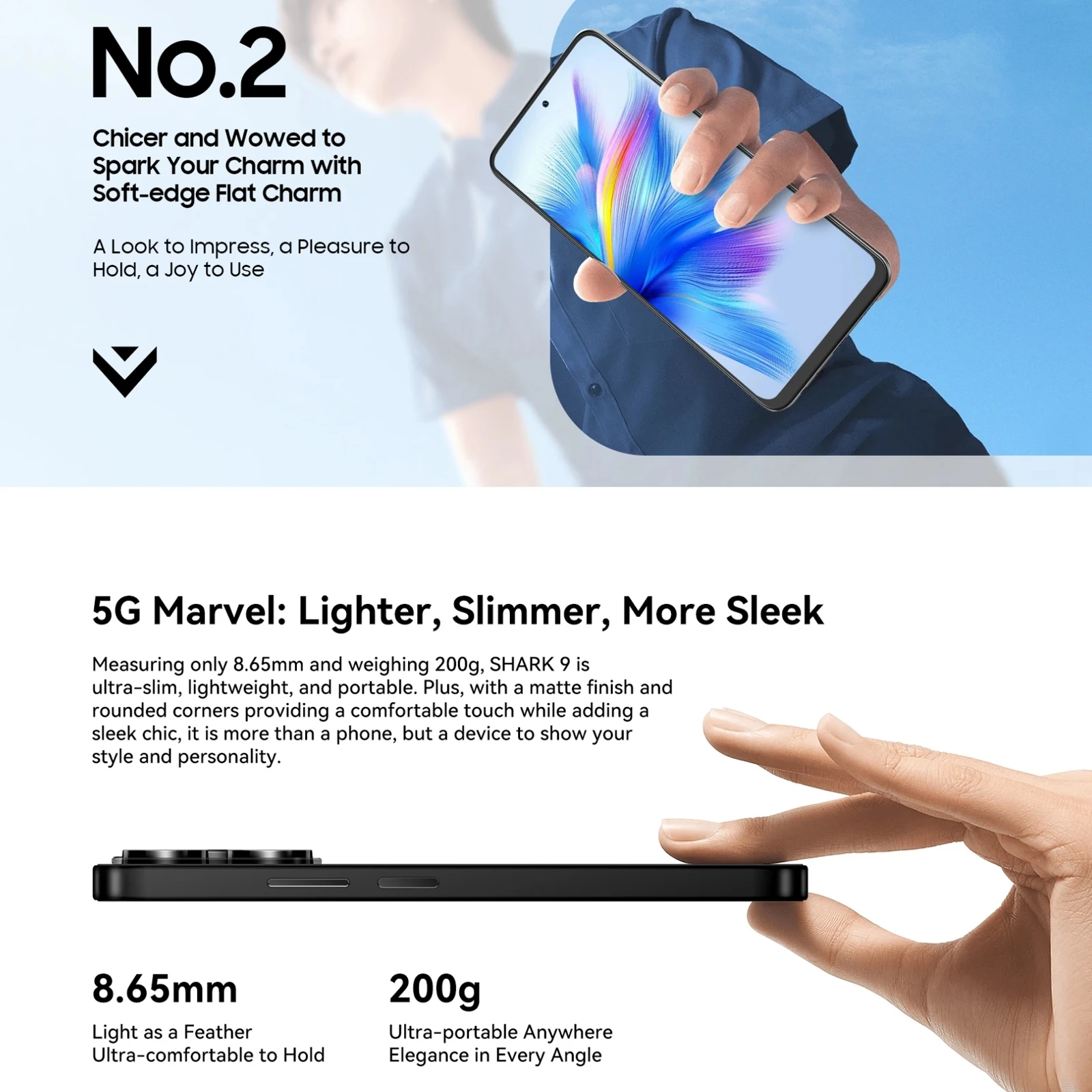 Blackview SHARK 9 5G-smartphone 8 GB + 256 GB 6,67 '' HD + IPS 90 Hz Display 50 MP camera 5000 mAh batterij NFC Android 14 mobiele telefoon