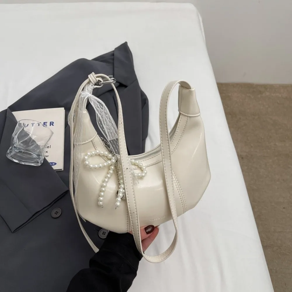 

PU Leather Korean PU Crossbody Bag Handbag with Pendant Korean Underarm Bag Solid Color Dumpling Bag Women Shoulder Bag Women