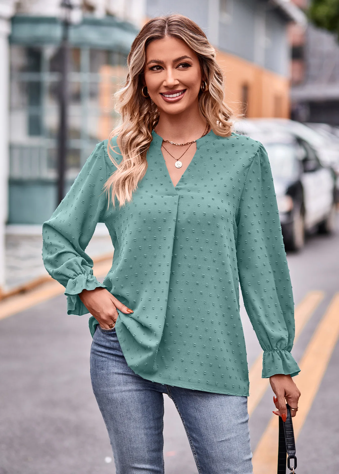 

Women's Shirts Solid Color V-neck Fashion 2024 Autumn Loose Long Sleeve Casual Shirt Personality Temperament Top Women Blouses