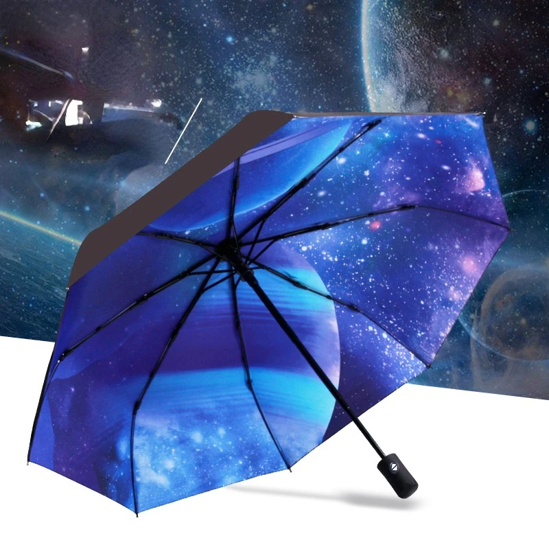 Starry Sky Retro Automatic Umbrellas Compact Sun Umbrella Men Folding Travel Female Parasol Rain Women Black Coating Umbrella