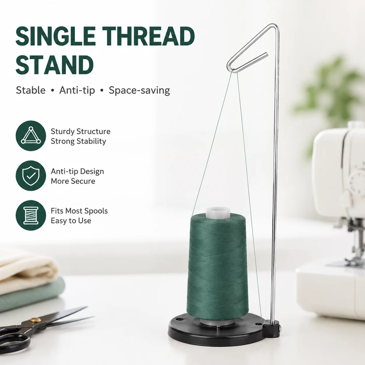 1Pc Single Thread Stand For Sewing Machine Plastic Base Cone Spool Holder Compatible with Large Cone Bobbins