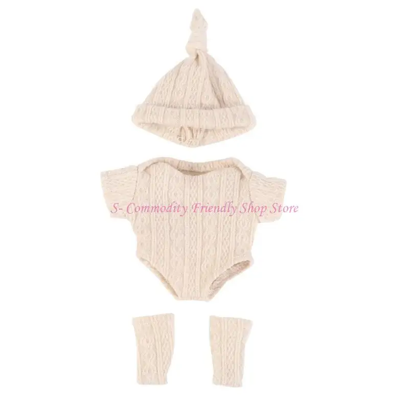 85AE 3pcs Doll Clothes Romper&Leg Warmer Suit for 7.87 in Uniform Doll Girls Small Size Baby Item Christmas Gift for Girl