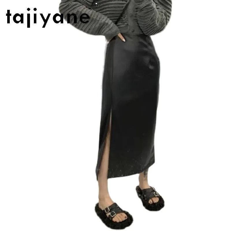 

TAJIYANE Real Sheepskin Women Skirts Elegant Autumn Winter Clothes 2024 Genuine Leather Skirt High Waist Long Skirt Юбка Длинная