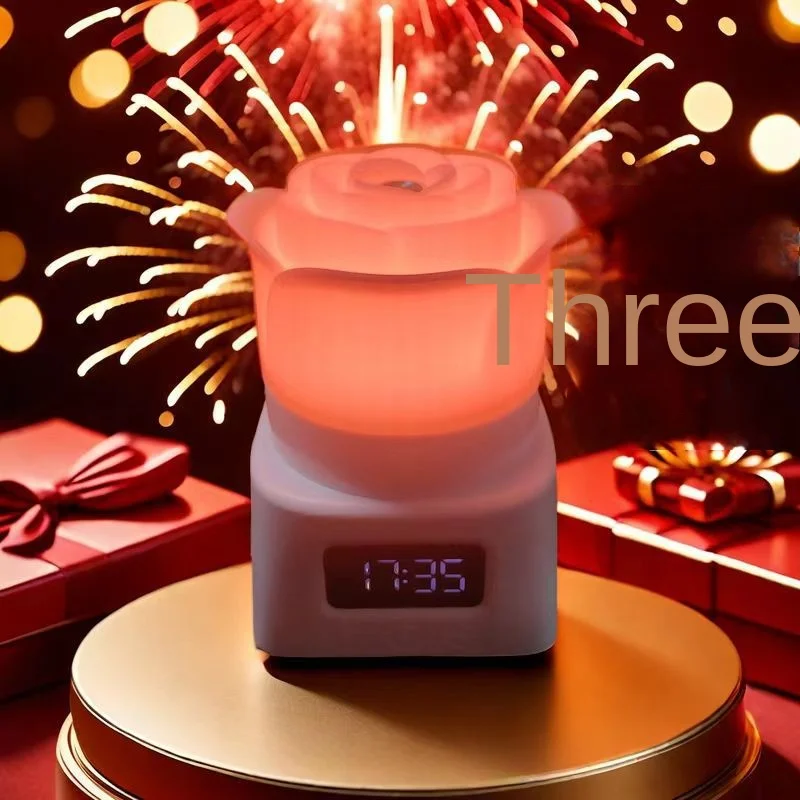 

Creative Rose Atmosphere Intelligent Charging Multiple Scenarios Home Living Room Bedroom Colorful Rose Clock Night Light