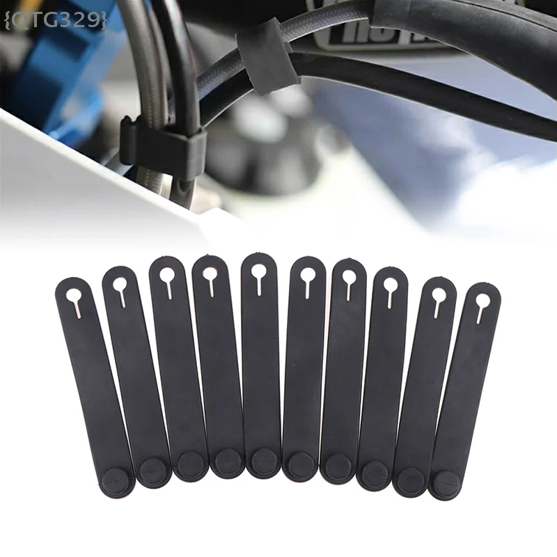 

Motorcycle Gear Wiring Harness Secure Ties, Rubber Frame Power Cord Elastic Brake and Clutch Line Fasteners, Pack of 10.