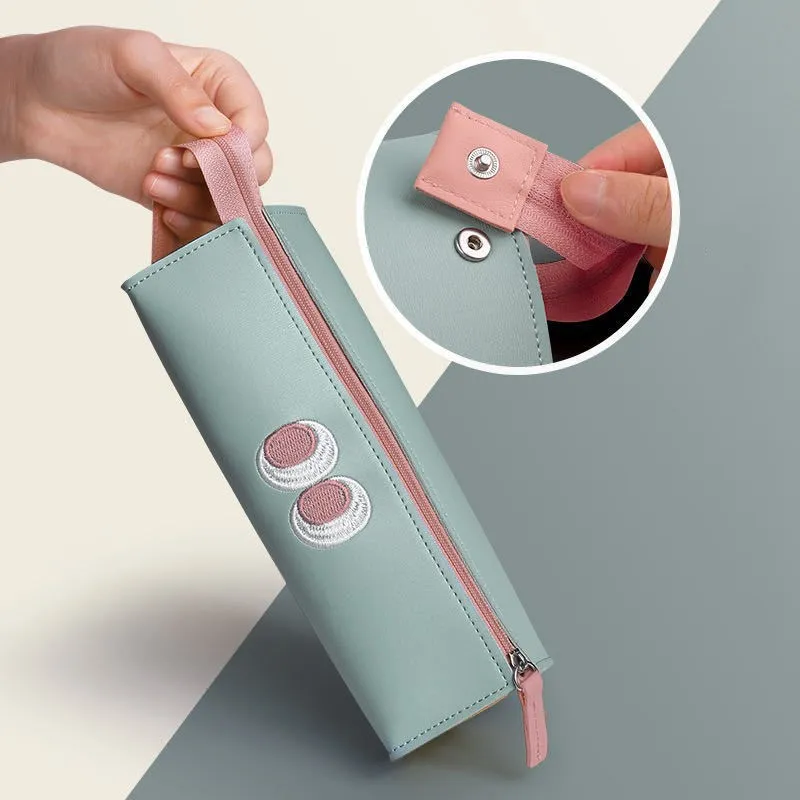 Personalized Zipper Handle Stationery Box Cute Simple Large Capacity Pencil Case Trendy Junior High School Stationery Supplies