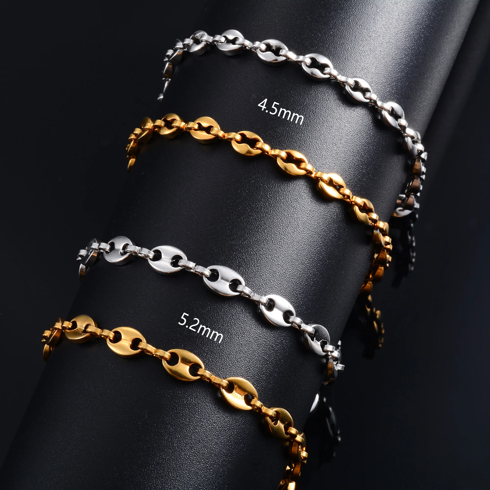 Stainless Steel Coffee Bean Chain Bracelet for Women Hand Foot Ladies Bangle Jewelry Making Accessories DIY Girl Ankle Anklet