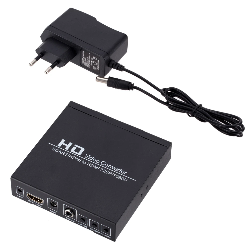 SCART or HDMI-compatible To HDMI-compatible Converter HD 1080P Video Audio Adapter For DVD Player / Set-top Box HDTV