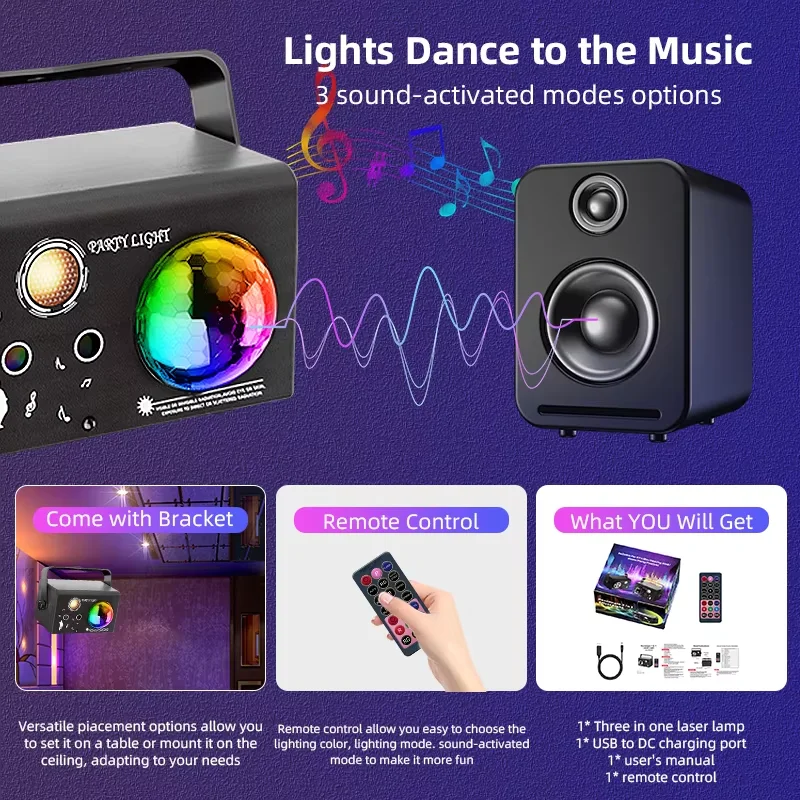 10W Party Lights Dj Stage Laser Disco Light Christmas Projector Sound Activated Dance Birthday Bar Wedding Decoration USB Lights view 6