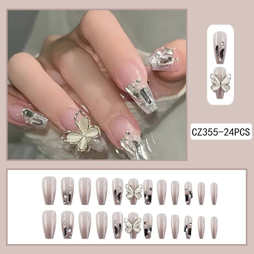 [Internet rot explosiv] Nail art handgemachte tragen nagel gebrochenen diamant schmetterling glitter nagel patch