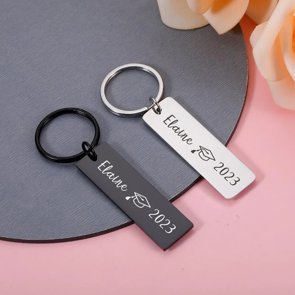 Customized Keychain Stainless Steel Engraved Text Name Date Personalized Keychain Versatile Gift Commemorative Jewelry