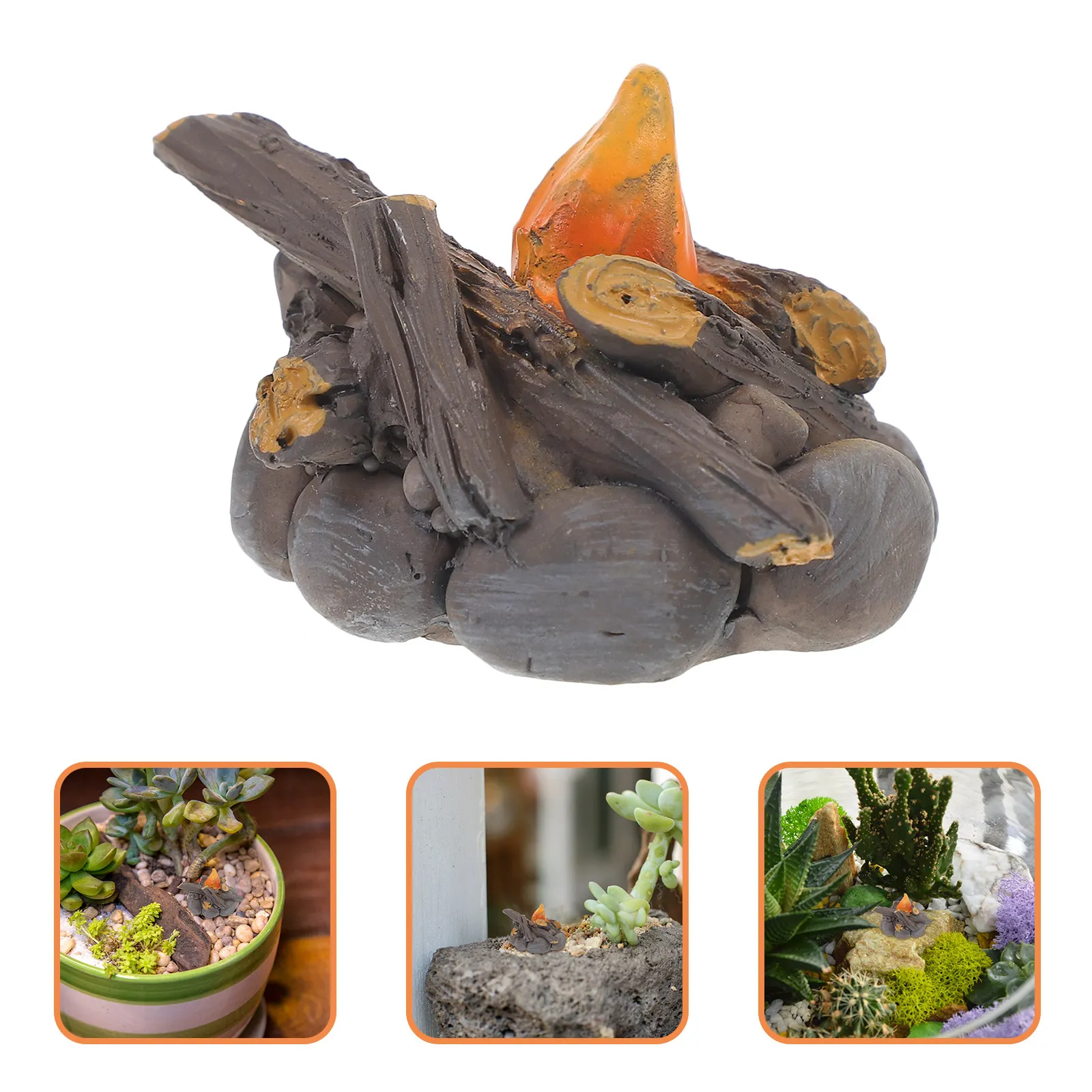 Miniature Campfire Resin Iron Micro Landscape Decoration Small Bonfire Ornament Creative Kids Gift Micro House Accessories