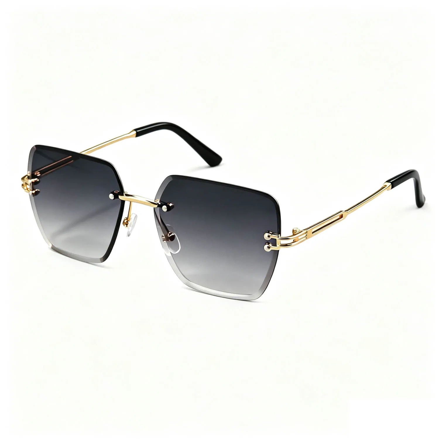 Quadratische randlose Sonnenbrille, modische Brille für Damen und Herren, Sommer-Sonnenschutz mit Farbverlauf für Urlaub, Strand, Reisen – Detail 6