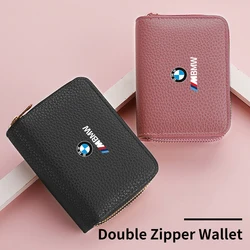 Zipper Women Men Wallet Coin Purse Car Logo Card Holder Bag For BMW E46 E60 E87 E90 F15 F16 F25 F26 F30 F10 G60 G30 G20 U11 G11