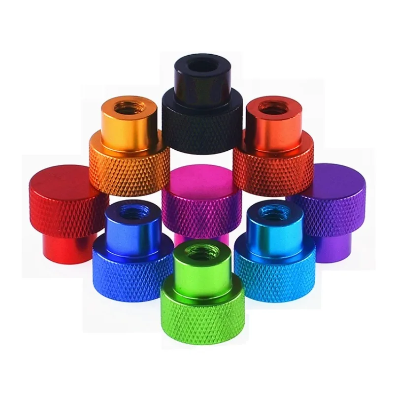 6#-32 1/4-20 3/8-16 UNC Anodized Aluminum Alloy Knurled Thumb Nuts Blind Hole High Step Hand Tighten Nuts For RC Model Parts