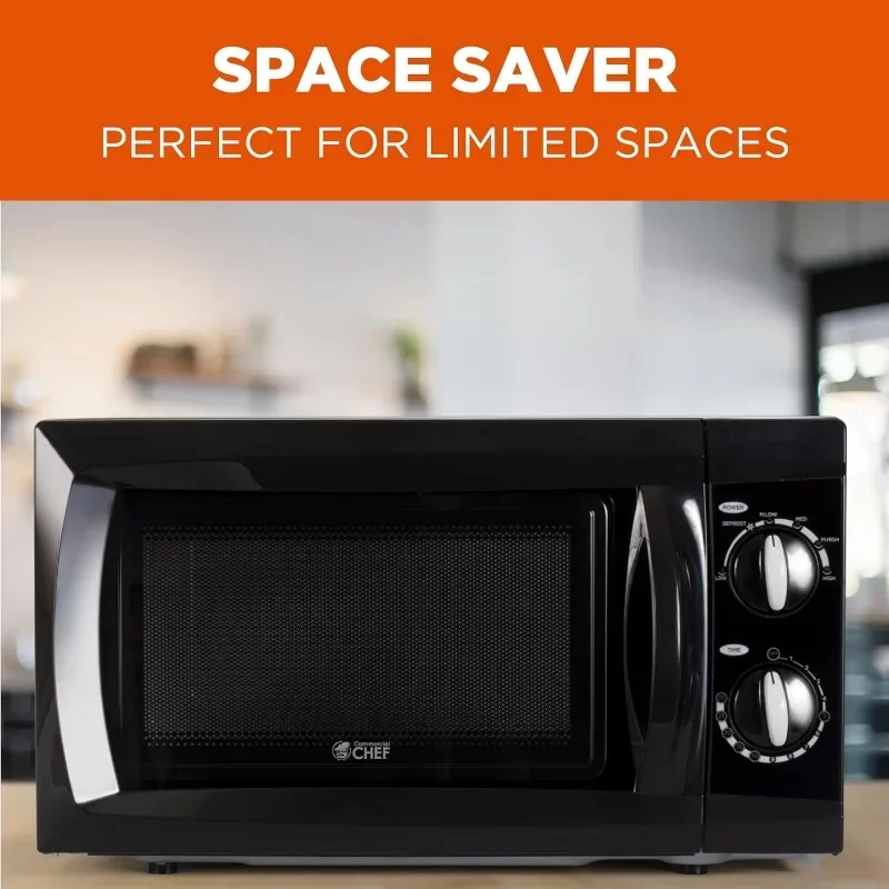 COMMERCIAL CHEF 0.6 Cubic Foot Microwave with 6 Power Levels, Small Microwave with Grip Handle, 600W Countertop Microwave