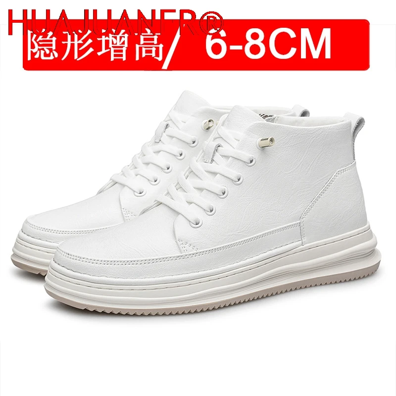 

Mens Elevator Shoes Height Increase Invisible 6 8 10cm Sports Sneakers Elevate Taller Lift Leather White Sneakers Casual Shoes
