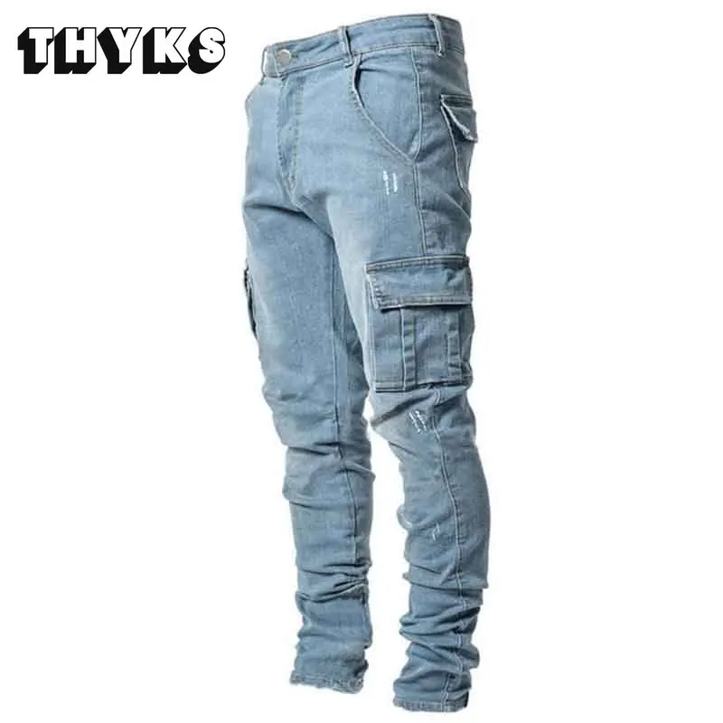 

Mens Side Pockets Jeans Y2k Men’s Jeans Men Hip Hop Punk Style Streetwear Skinny Pants Slim Stretch Pencil Pantalones Homme Sexy