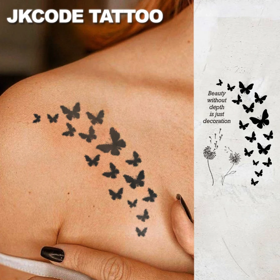 Waterproof Mehndi Design Semi-permanent Tattoos, Temporary Tattoos, Dandelions, Elves, Hibiscus, Butterflies, Lasts 1-2 Weeks