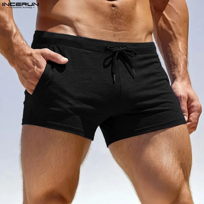 INCERUN Herren-Shorts, einfarbig, mit Kordelzug, Sommer, lässige Herren-Unterteile, Streetwear 2026, Workout-Mode, Freizeit-Shorts für Herren