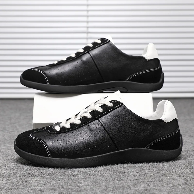 Euro Designer Men Genuine Leather Casual Shoes Cool Black Sport Shoes Young Man Street Cool Sneaker