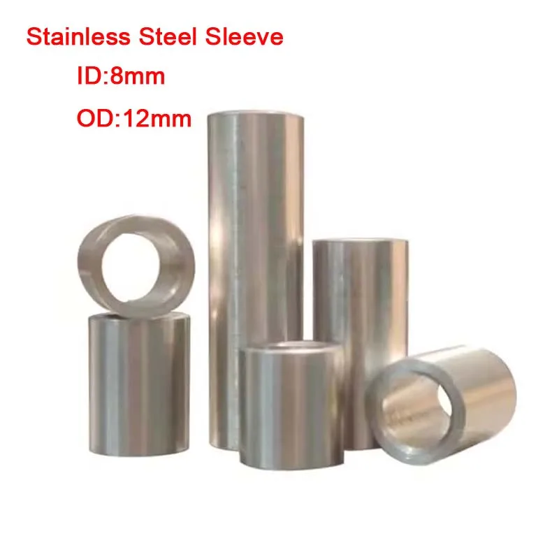

1-10pcs Id 8mm Od12mm Stainless Steel Inner Guide Sleeve Lengthen Shaft Bushing Screw Spacer Bush Sleeve No Thread Bushing