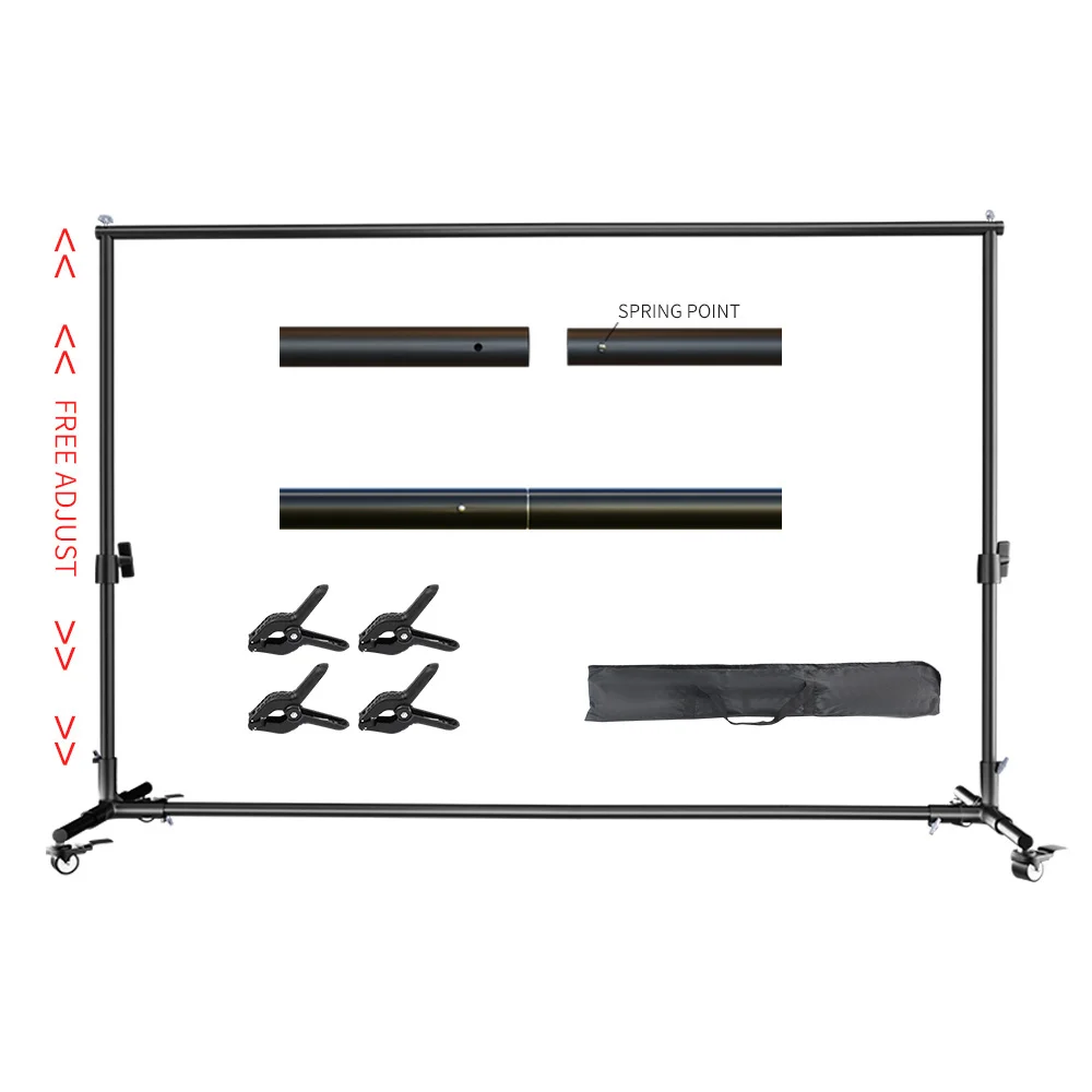 Photo Studio Wheels Backgrounds 2x2M 2x3M Professionally Photographic Moveable Backdrops Stand Support System Kit Adjust Height