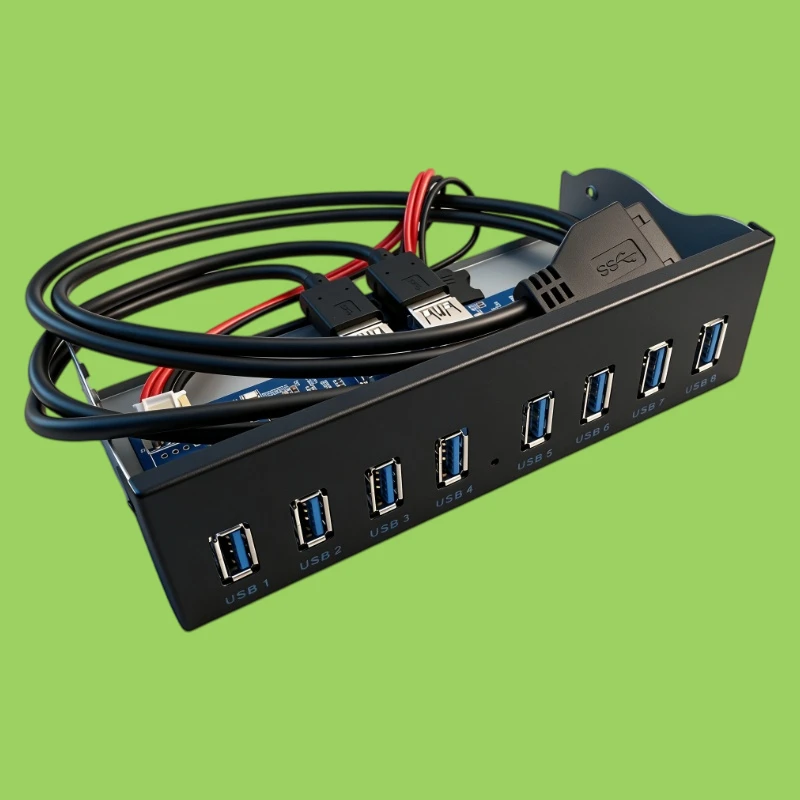 NEW 8-Port USB 3.0 Hub Front Panel Splitter for Computer USB 3.0 5.25 Inch CD-ROM Drive Bay Hub USB3.0 19Pin Data Transfer 5Gbps