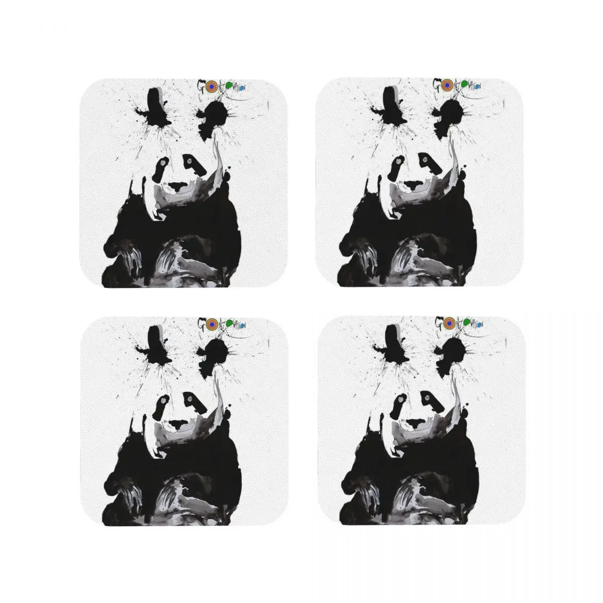 Ralph Steadman's Anda Panda Coasters Coffee Mats Set of 4 Placemats Cup Tableware Decoration & Accessories Pads for Home Kitchen