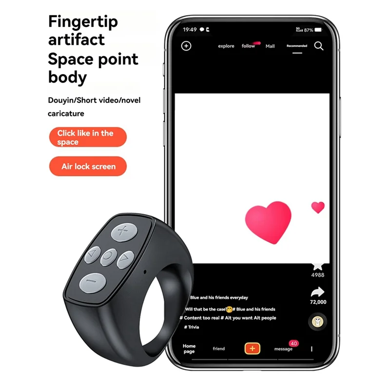 【NEU】Ring Handy Bluetooth Fernbedienung Mini Ladehülle Kamera Fernauslöser für Fernbedienung E-Book Seite drehen C