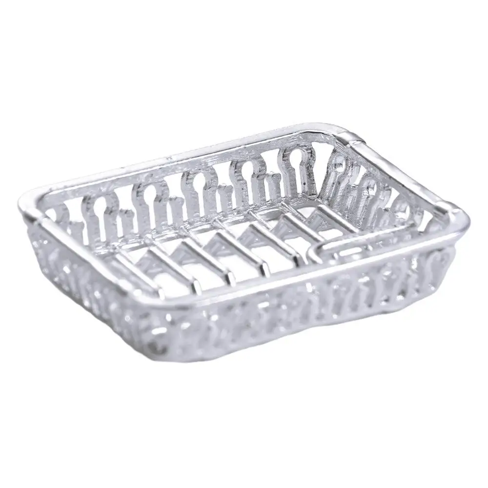 Alloy 1: 12 Dollhouse Mini Dish Rack Miniature Plate Storage Dollhouse Simulation Furniture Decorative Simulation