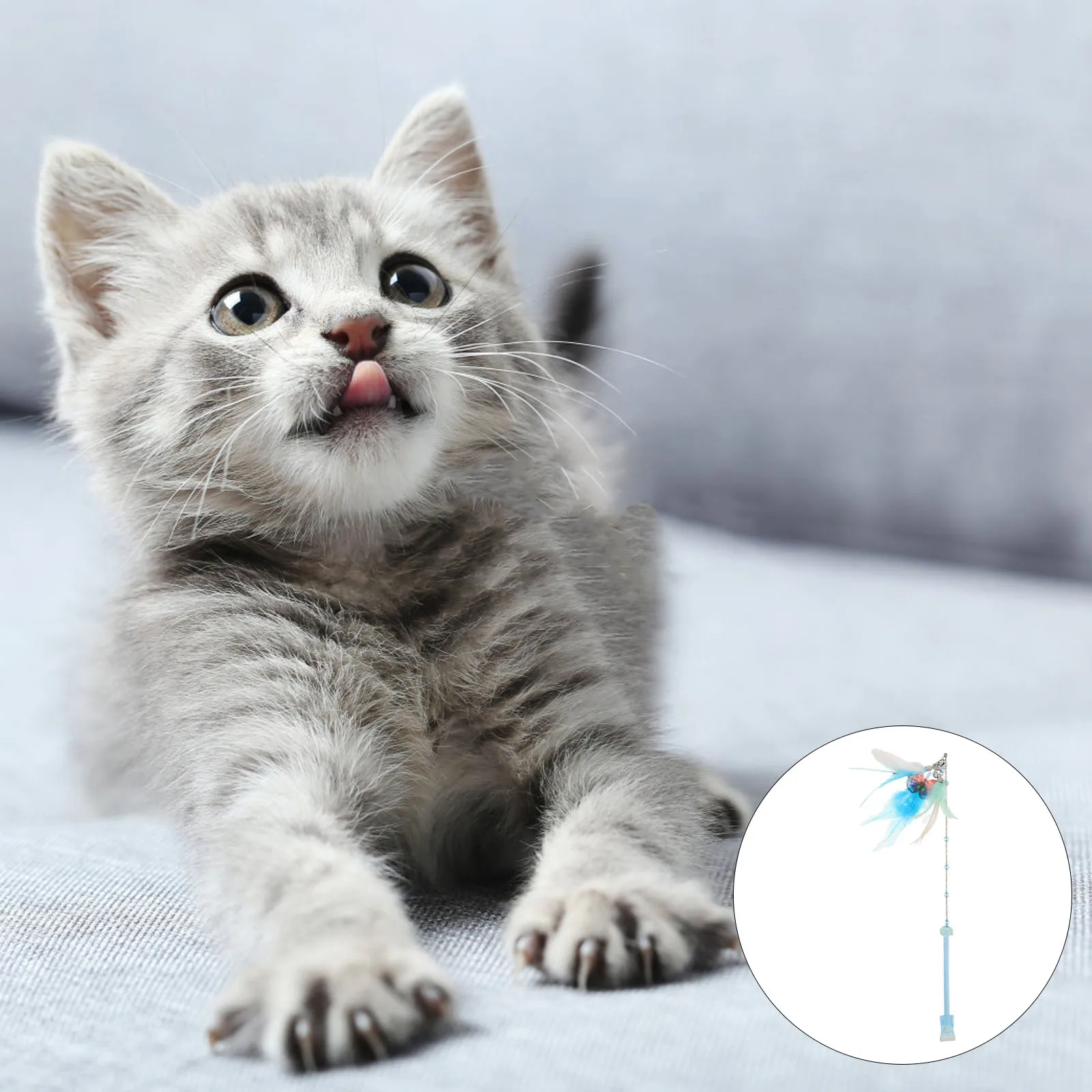 

1 set Teaser Wand Set Interactive Cat Fishing Pole With 3 Feathered Refill Heads For Indoor Play Hunting Exercise Cat Stick