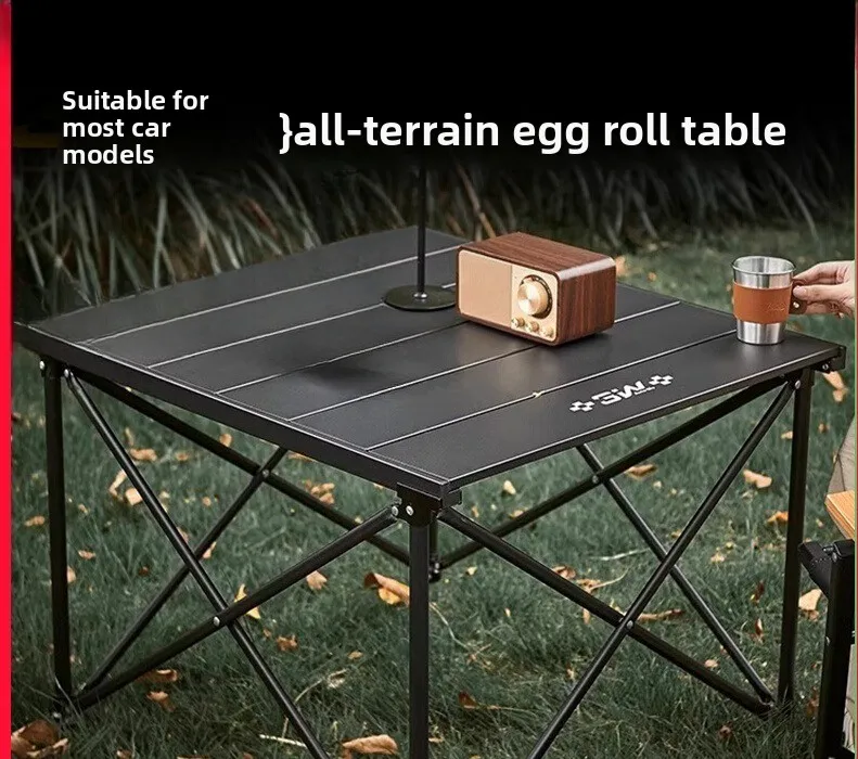 

Portable outdoor folding egg roll table ultra-light carbon steel camping table self-driving picnic table courtyard barbecue