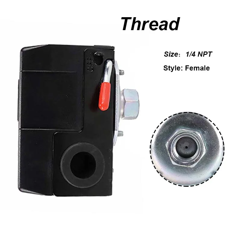 LEFOO Air Compressor Automatic Pressure Switch 110V/240V 55-175Psi Manual Control Handle & Emergency Cutoff 1- 4 Port LF10