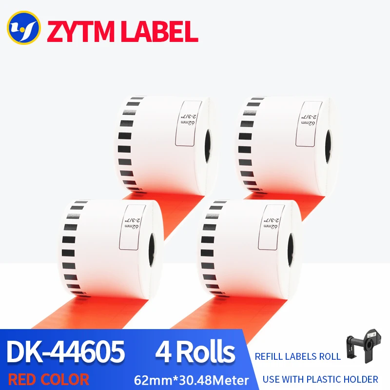 4 Rolls Yellow Brother Generic DK-44605 Label Continuous Compatible for QL-570/580/700/710/720NW Thermal Printer DK-4605 DK44605