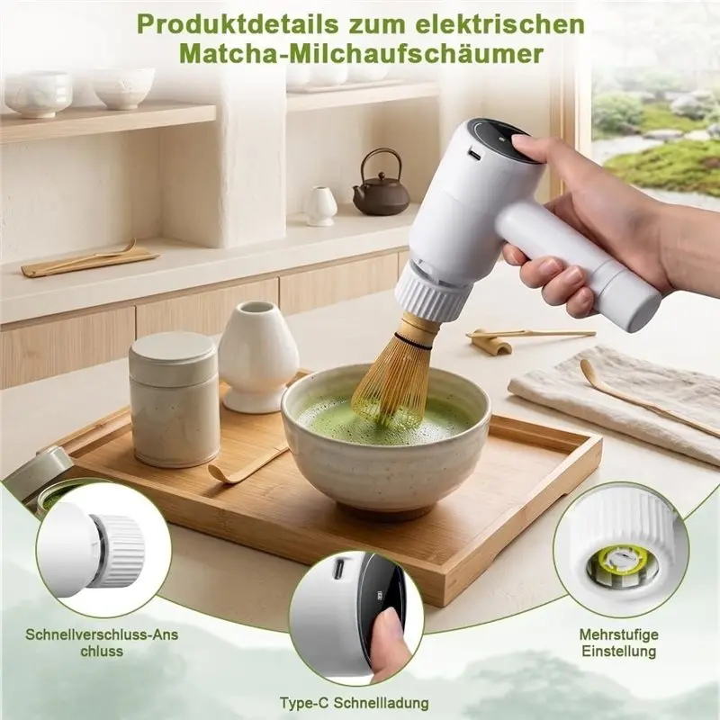 Matcha Electric Whisk Set 	 For The Perfect Blend   Handheld Frother-A54Q