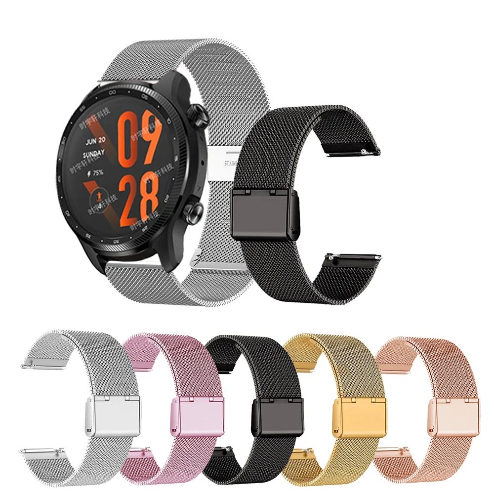 22mm 20mm Watch Band For TicWatch Pro 3 Ultra GPS/LTE Metal Strap For TicWatch E3 /GTX/GTH/E2 Bracelet Accessories
