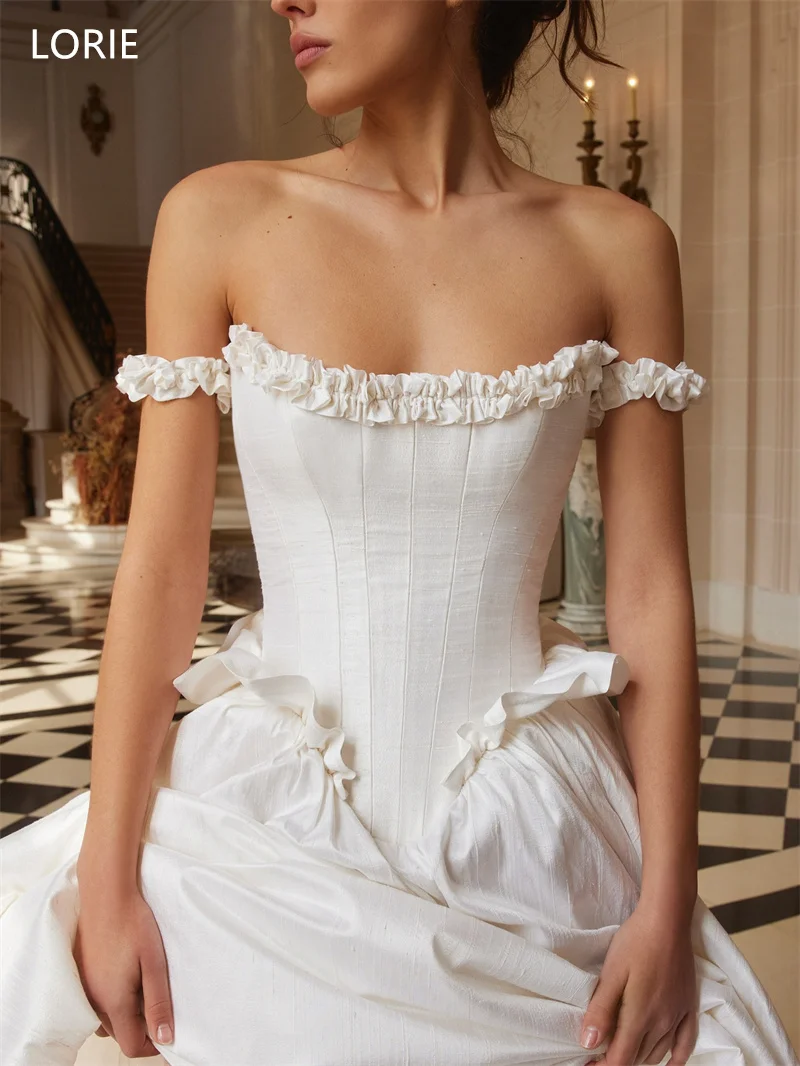 LORIE BOHO A-Line Wedding Dresses Off Shoulder with Glamorous Ruched Sleeveless 2025 Modern Exquisite Bridal Gown Customized image 4