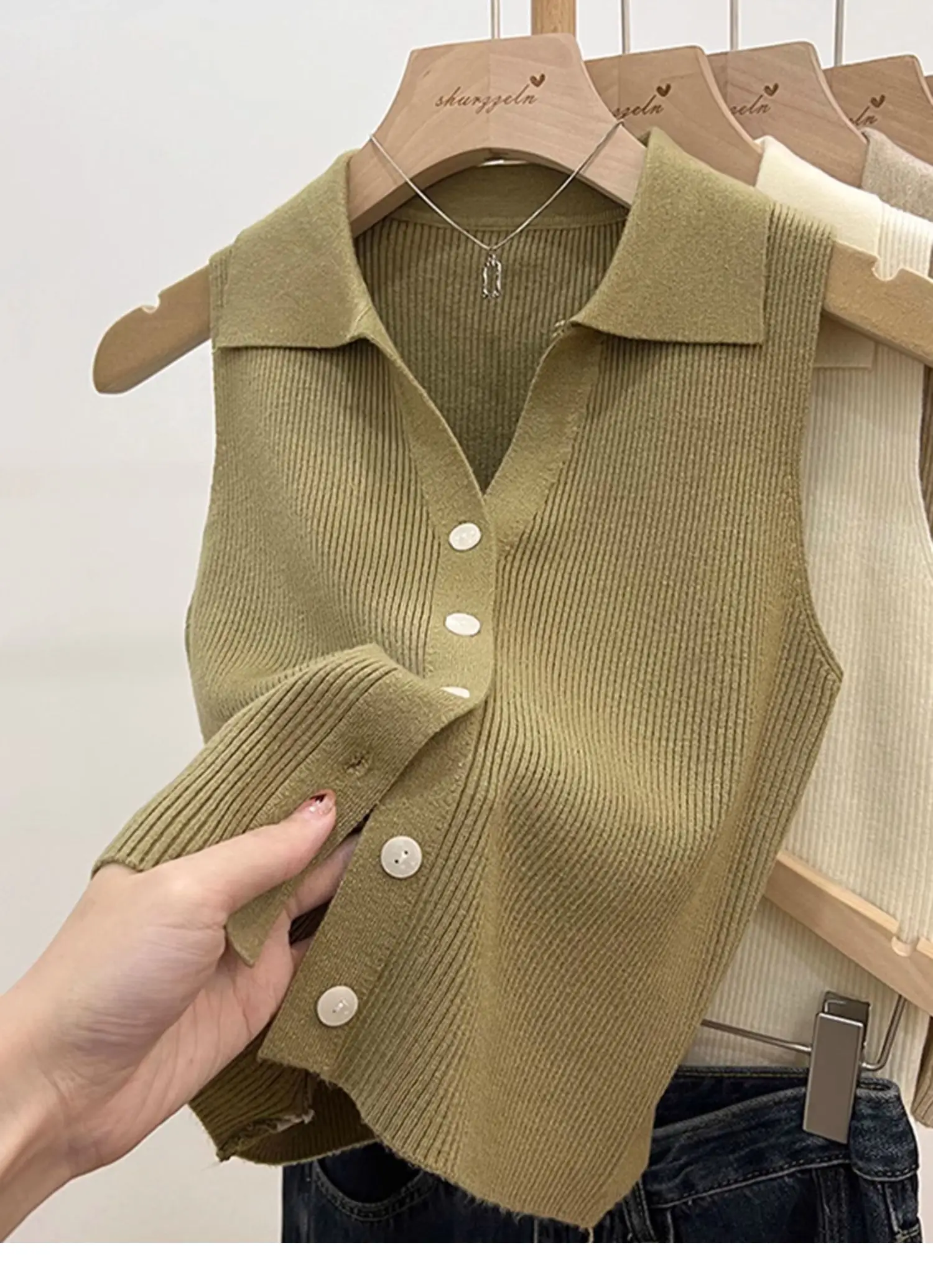 Solid Color Knitted for Women Cardigan Korean Single Breasted Sleeveless Jumper Woman Round Neck All Match Cardigans Outwear