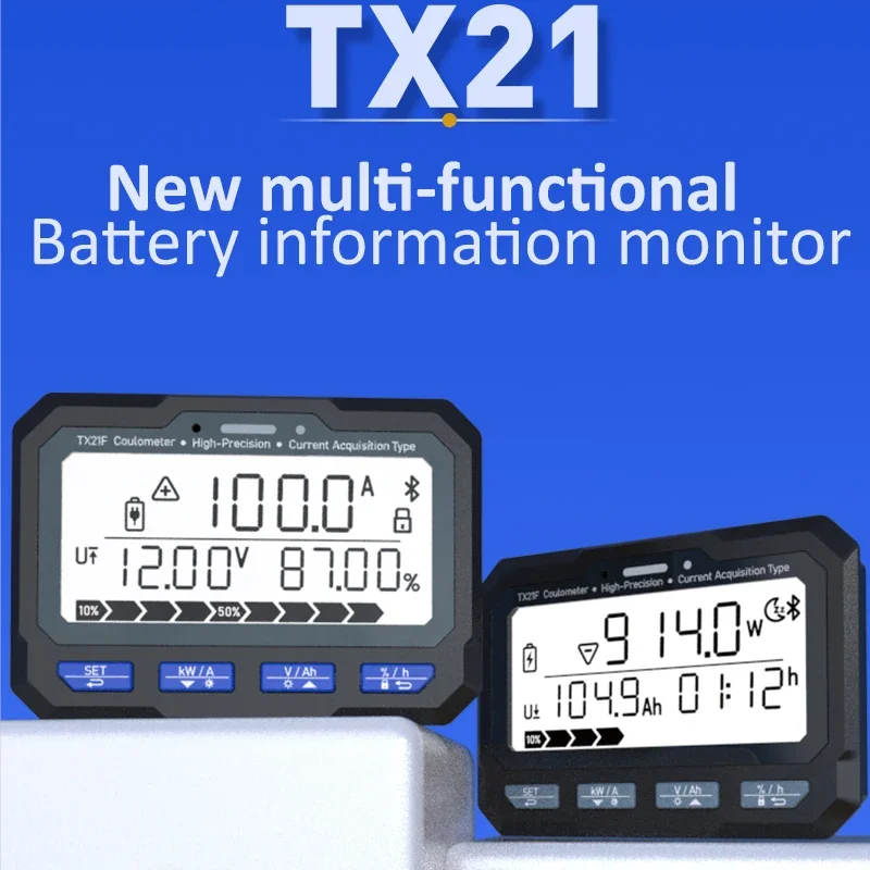50A/100A/350A TX21 Coulomb Meter Android Bluetooth Power Display Meter Battery Level Tester Coulometer Power Display Monitor