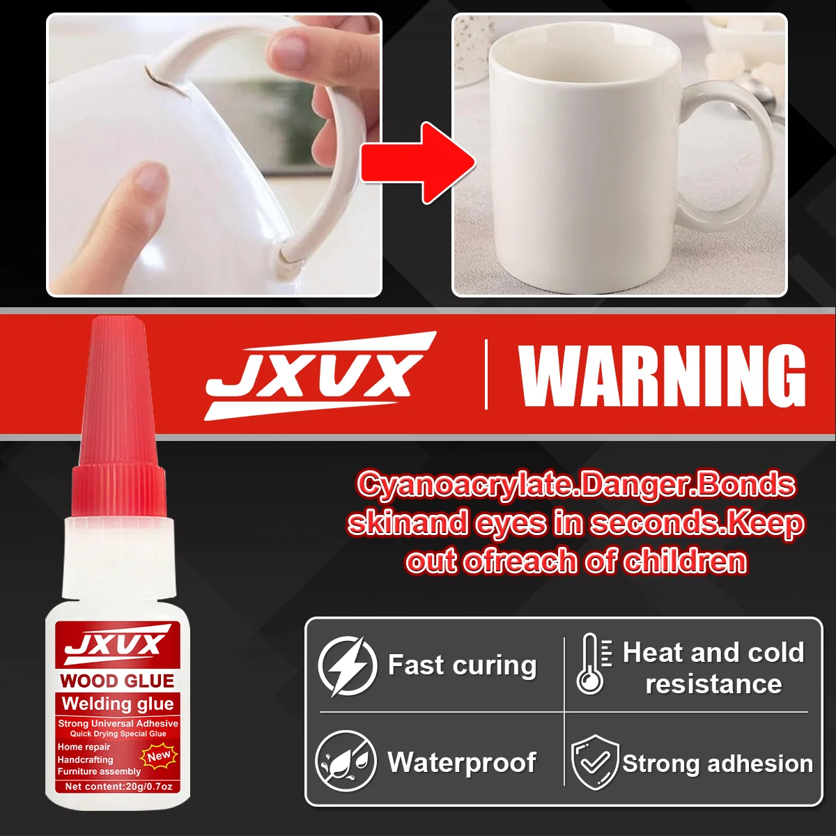 JXVX 50 جرام من الغراء الفائق القوة الأصلي النقي لللحام الزيتي الشفاف العالمي غير الملطخ للبقع لاصق إصلاح فوري قوي للغاية لاصق سريع فائق القوة.