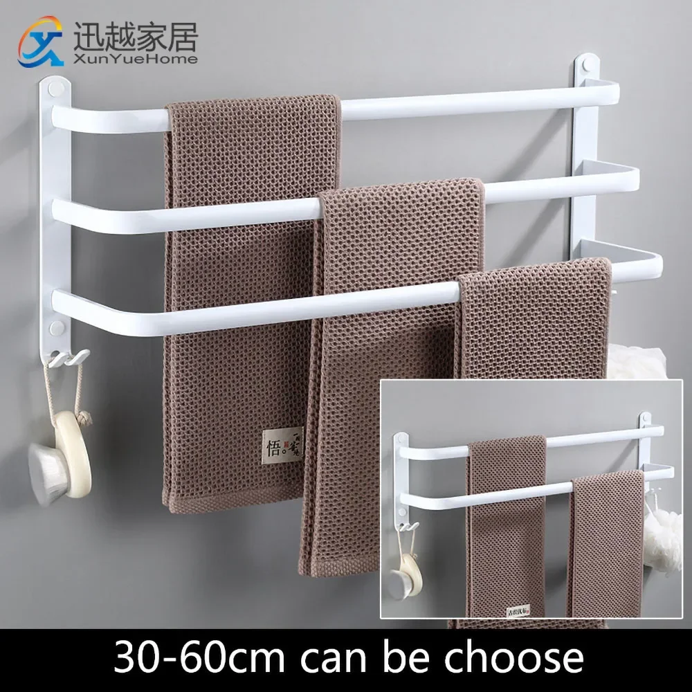 Towel Hanger Rack 30-60cm Shower Bar Storage Wall Holder Organizer Hook Rail White Aluminum Bath Shelf Bathroom Accessories wall shelves magazine rack magazine bookcase floor filing subject shelf tier standing sujeta libros estanteria furniture