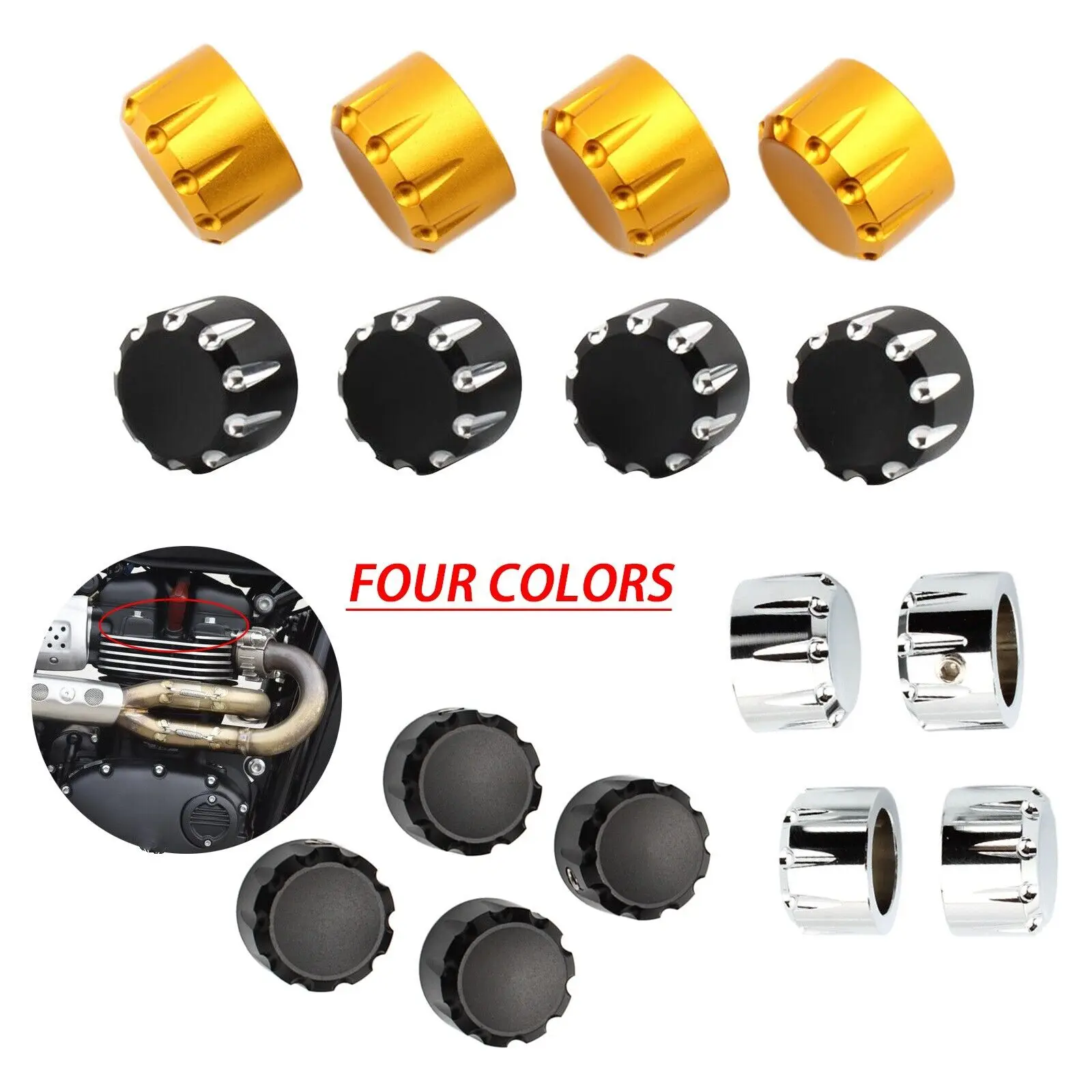 

4Pcs CNC Motorcycle Parts Spark Plug Machined Head Bolts Cap Motorbike Screws Nut Cover for Triumph Bonneville Thruxton R Street