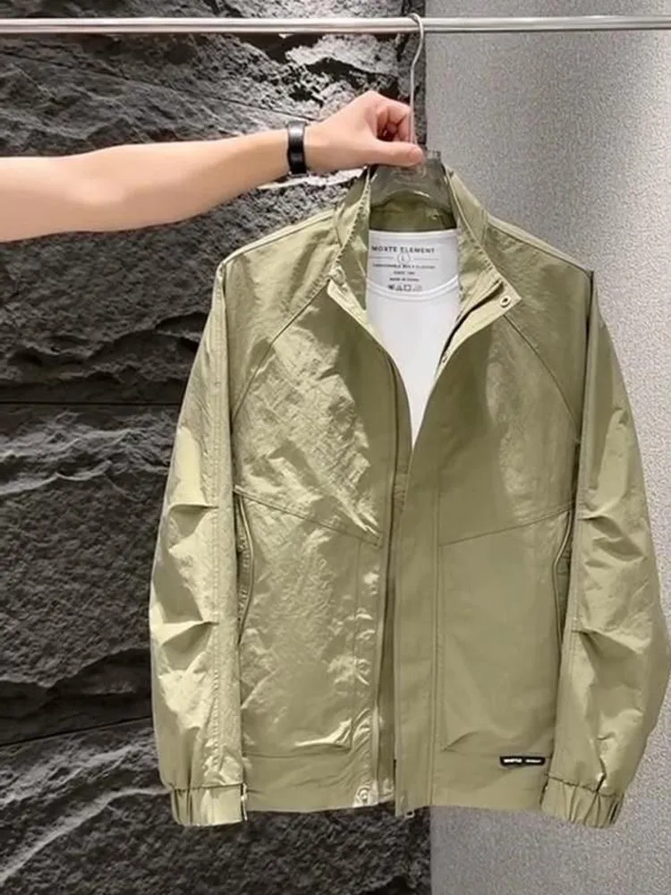 

New 2025 Men's Stand Collar Jaet Trendy Faion Color Casual Versatile Outerwear Haome Top Workwear Jaet