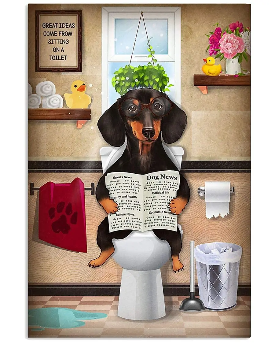 Funny Dachshund Tin Sign,Tin Sign Vintage Dog Signs Bathroom Wall Toilet Decor, Funny Dog, Dogs Lover Gift, Funny Dog,Bathroom D