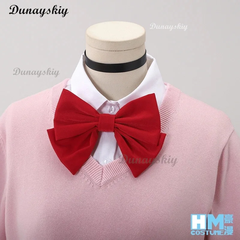 أنيمي Dandadan مومو Ayase تأثيري حلي شعر مستعار الوردي سترة أعلى تنورة أقراط المختنق زي مدرسي الدعائم هالوين مخصصة