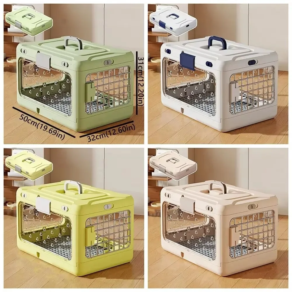 FurstarCollapsible Pet Carrier Box Breathable Plastic Cat Transport Box With Handle Thickening Foldable Cat Cage Indoor Outdoor