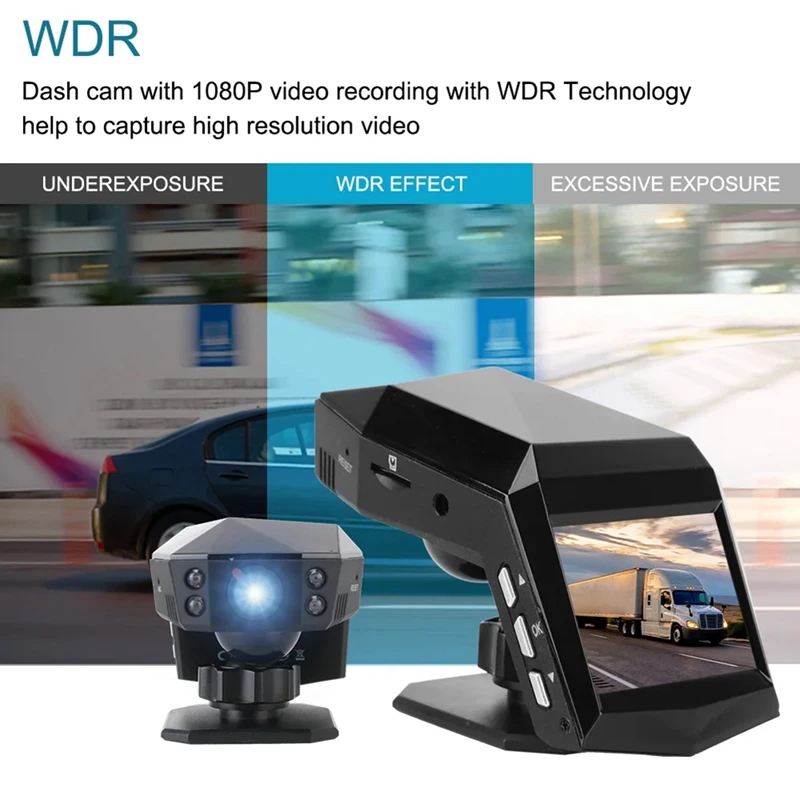 Car Dash Video Recorder Rear View Monitor Dashcam 2Inch Screen 1080P Wide Angle