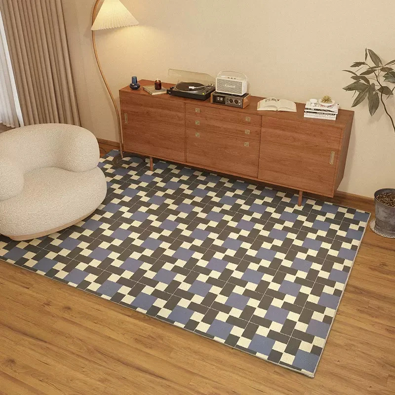 Modern Minimalist Style Plaid Rug Home Living Room Decoration Rugs Light Luxury Bedroom Carpet Large Area Study Lounge Carpets